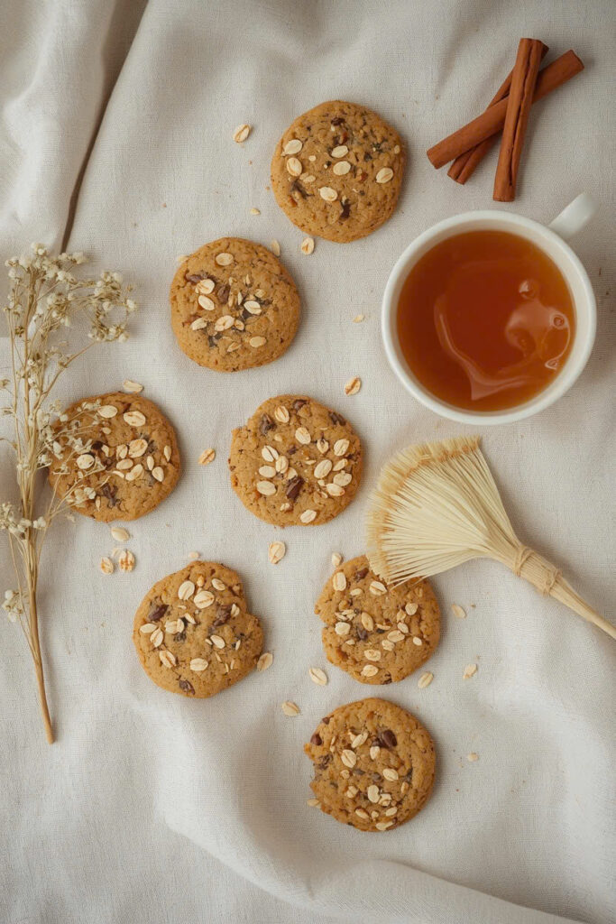 Bánh quy yến mạch thơm ngon bên ly trà - Sixcrumbs Cookie